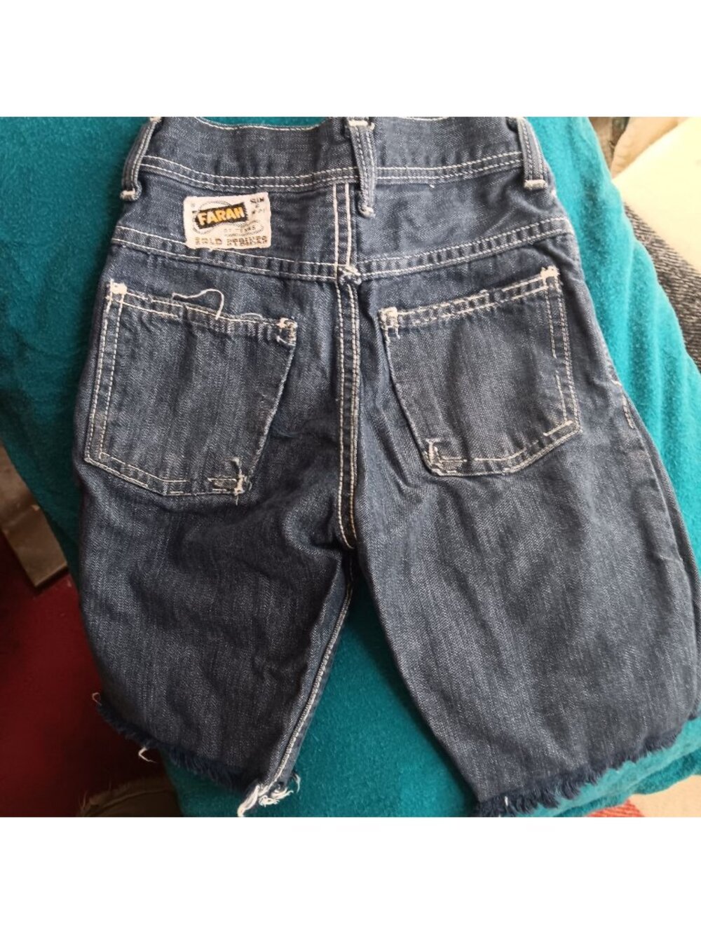 Ture Vintage 1960's Boys 6 Slim Farah Farm Denim Shorts Cutoff USA Indigo USA